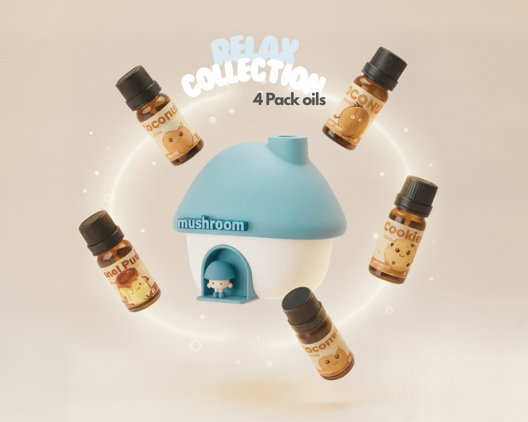 Diffuser Mushroom House 3-in-1 + Sweet Dreams Aromatherapy Oils (Set of 4)